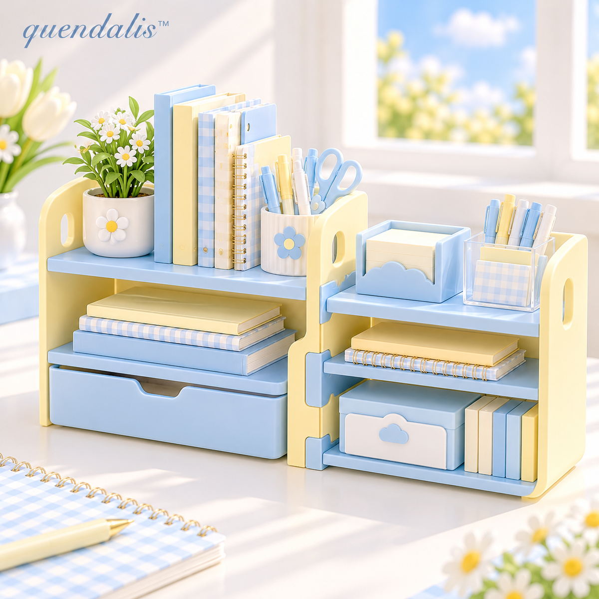𝒒𝒖𝒆𝒏𝒅𝒂𝒍𝒊𝒔™ Adjustable Desktop Shelf Organizer