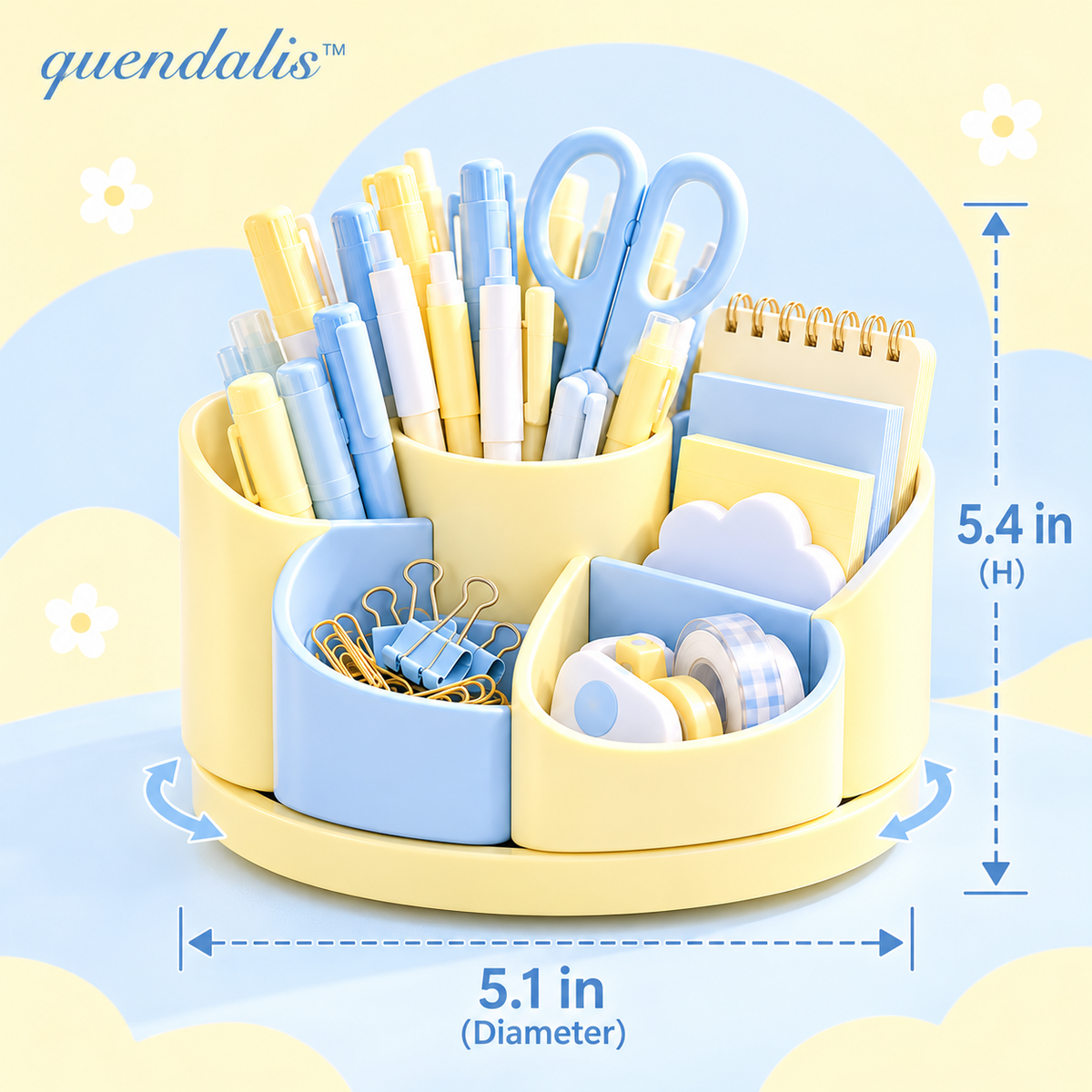 𝒒𝒖𝒆𝒏𝒅𝒂𝒍𝒊𝒔™ Rotating Pen & Supply Caddy