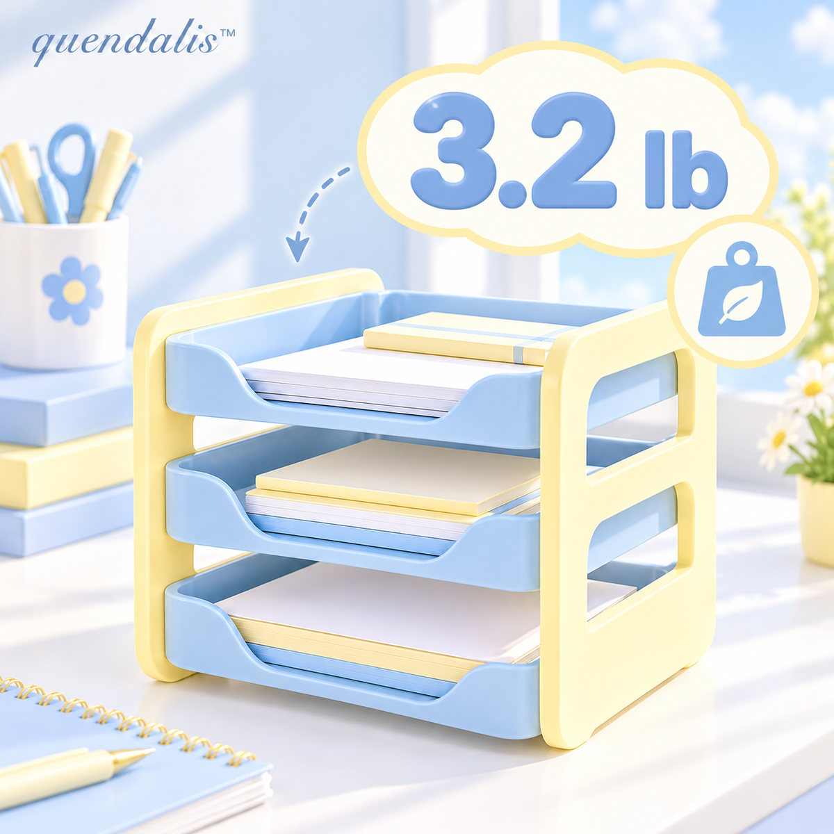 𝒒𝒖𝒆𝒏𝒅𝒂𝒍𝒊𝒔™ Three-Tier Letter Tray Organizer