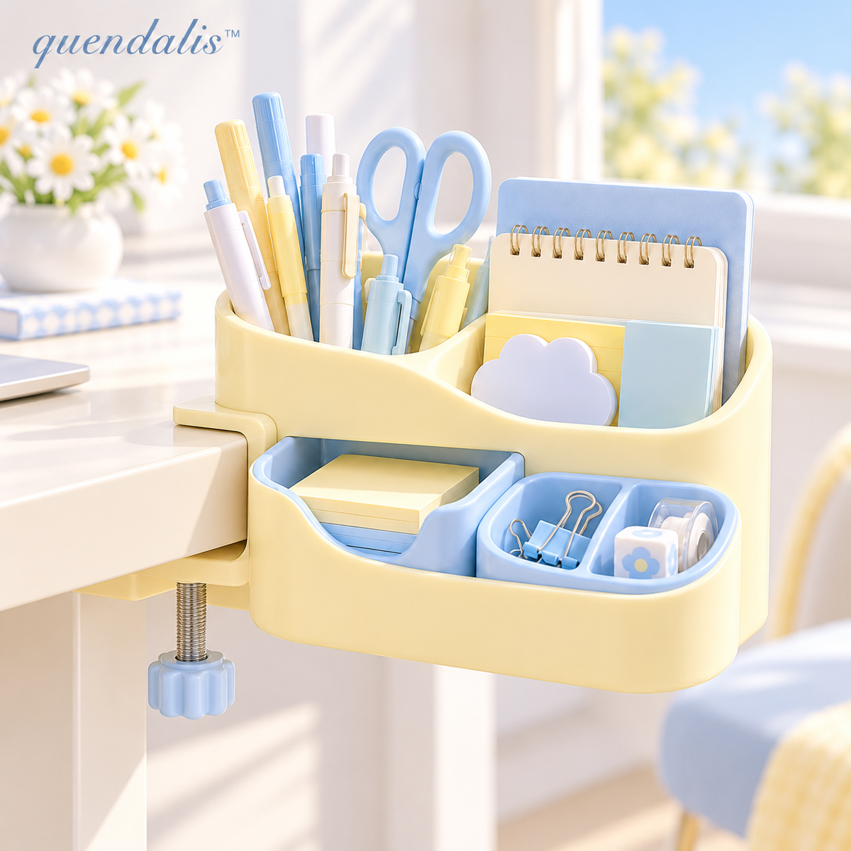 𝒒𝒖𝒆𝒏𝒅𝒂𝒍𝒊𝒔™ Clamp-On Desk Side Organizer