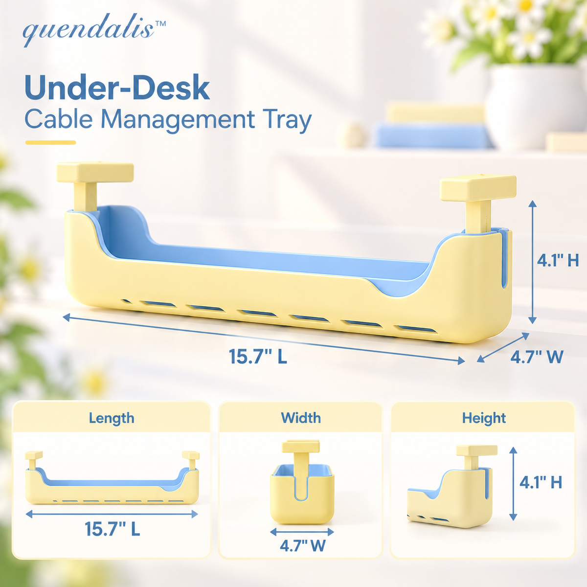 𝒒𝒖𝒆𝒏𝒅𝒂𝒍𝒊𝒔™ Under-Desk Cable Management Tray
