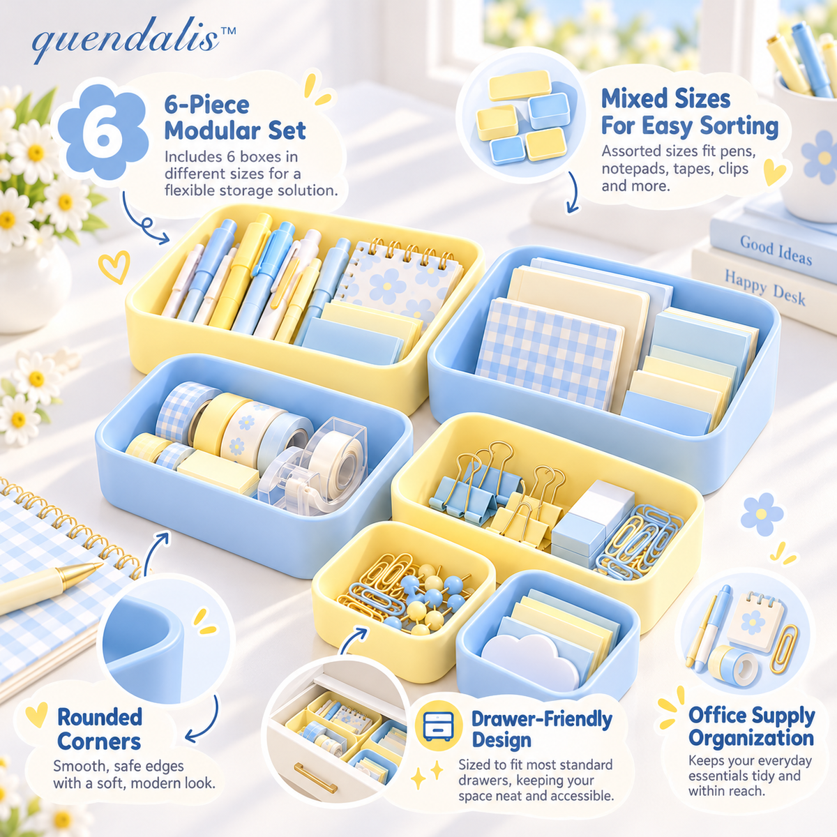 𝒒𝒖𝒆𝒏𝒅𝒂𝒍𝒊𝒔™ Modular Drawer Organizer Set