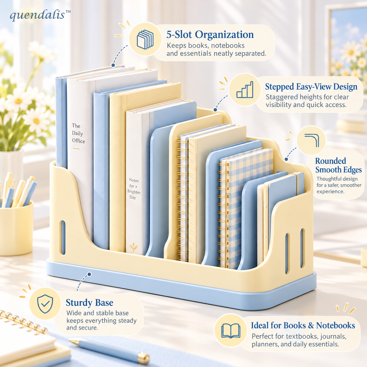 𝒒𝒖𝒆𝒏𝒅𝒂𝒍𝒊𝒔™ Desktop Book & Notebook Rack
