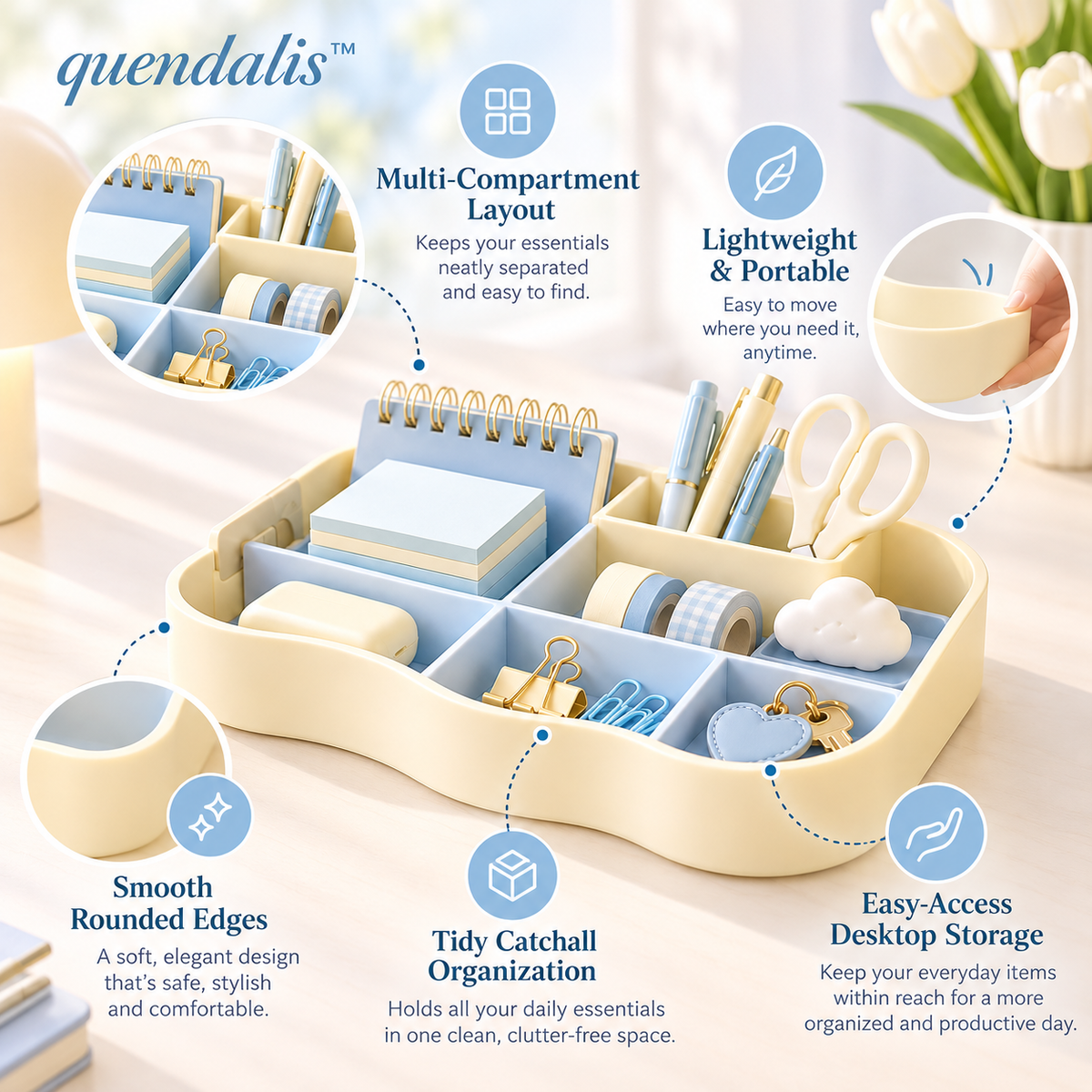 𝒒𝒖𝒆𝒏𝒅𝒂𝒍𝒊𝒔™ Desktop Catchall Tray