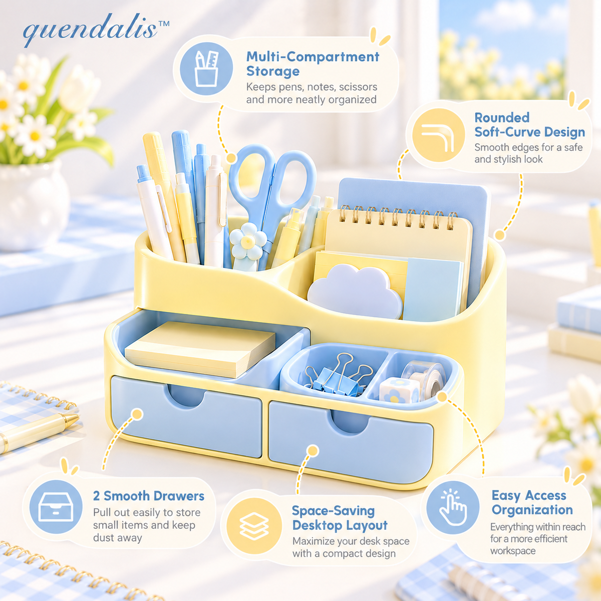 𝒒𝒖𝒆𝒏𝒅𝒂𝒍𝒊𝒔™ Desktop Organizer with Drawers