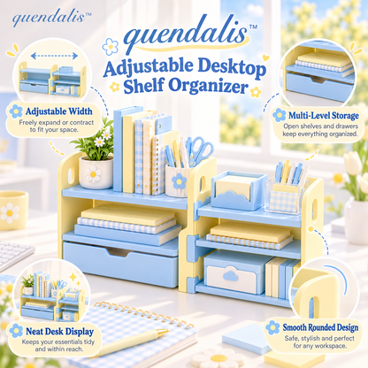 𝒒𝒖𝒆𝒏𝒅𝒂𝒍𝒊𝒔™ Adjustable Desktop Shelf Organizer